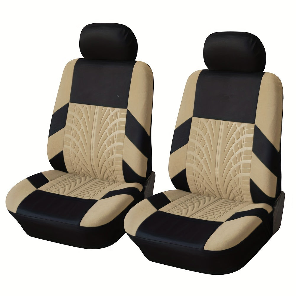 2 Premium Front Car Seat Covers with Removable Headrest - Universal Fit, Airbag Compatible, Soft Polyester Sponge Filled, Breathable, and Durable - Ideal for SUV Low Back Car Seats