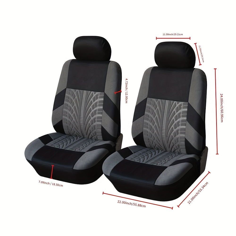 2 Premium Front Car Seat Covers with Removable Headrest - Universal Fit, Airbag Compatible, Soft Polyester Sponge Filled, Breathable, and Durable - Ideal for SUV Low Back Car Seats