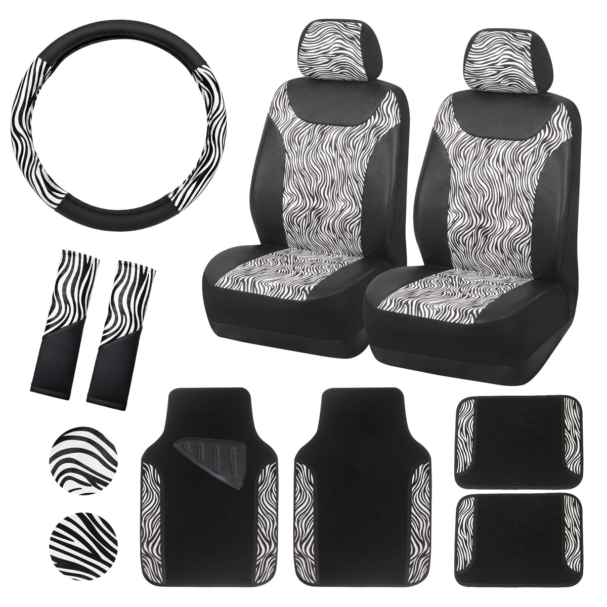 Zebra Print Car Seat Covers Set