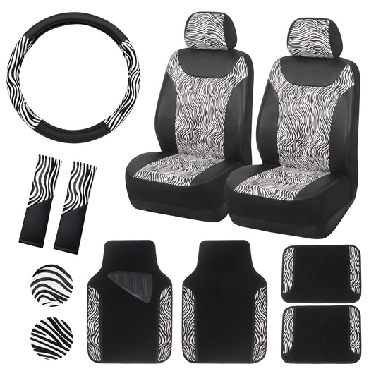 Zebra Print Car Seat Covers Set