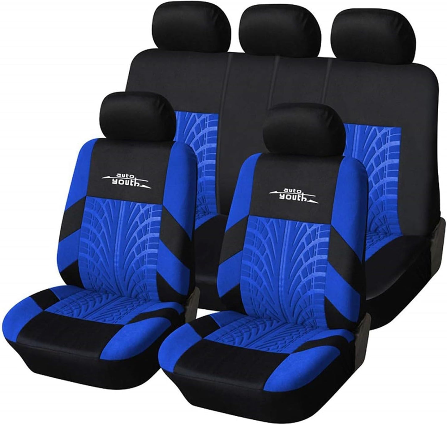 Universal Car Seat Cover Tire Traces Blue