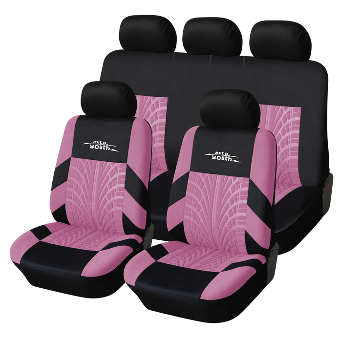 AUTOYOUTH 3D Embossed Car Seat Covers Pink AY33373
