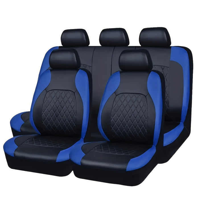 Autoyouth 9pcs 5 Seats Universal Car Seat Cover Fits Most Cars PVC Removable And Washable Protects Seats From Wear And Tear