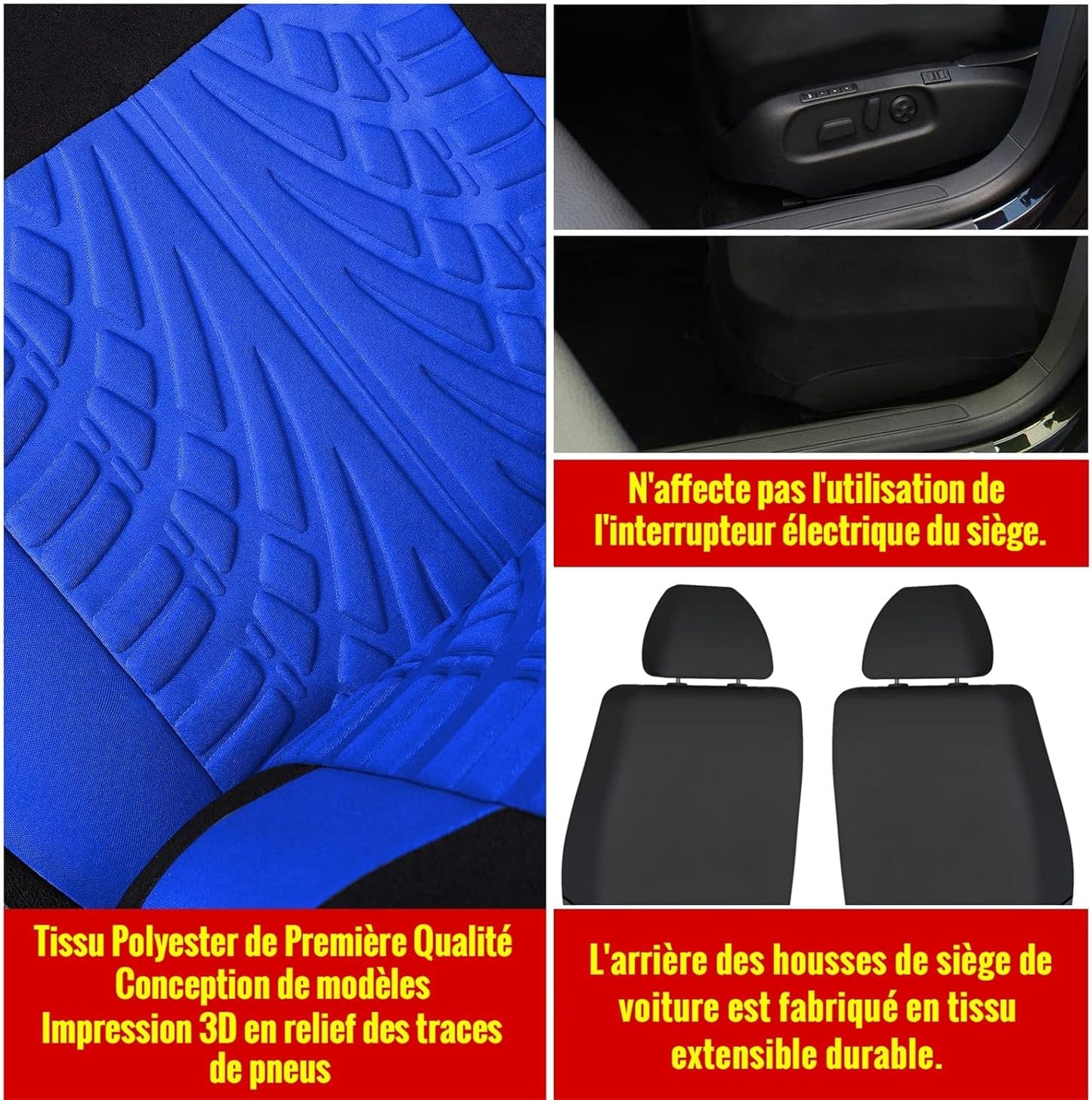 Universal Car Seat Cover Tire Traces Blue