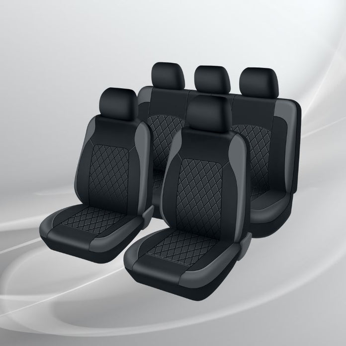 5-Seater Luxury PU Leather Embroidered Seat Cover Set, Universal Fit, Dust-Repellent, Comfort-Enhancing, and Easy-to-Clean Design for a Premium In-Car Experience