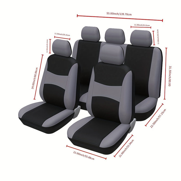 90% Universal Fit Polyester Car Seat Covers - All Season Cloth Seat Protectors for 5-Seat Cars & SUVs