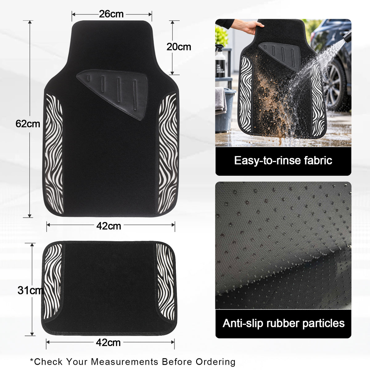 Zebra Print Car Seat Covers Set