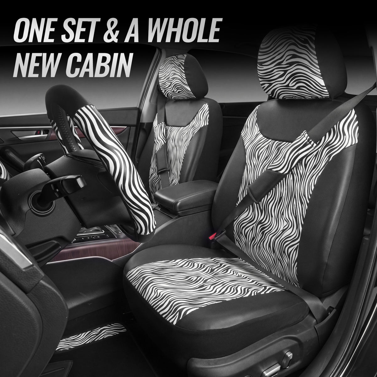 Zebra Print Car Seat Covers Set