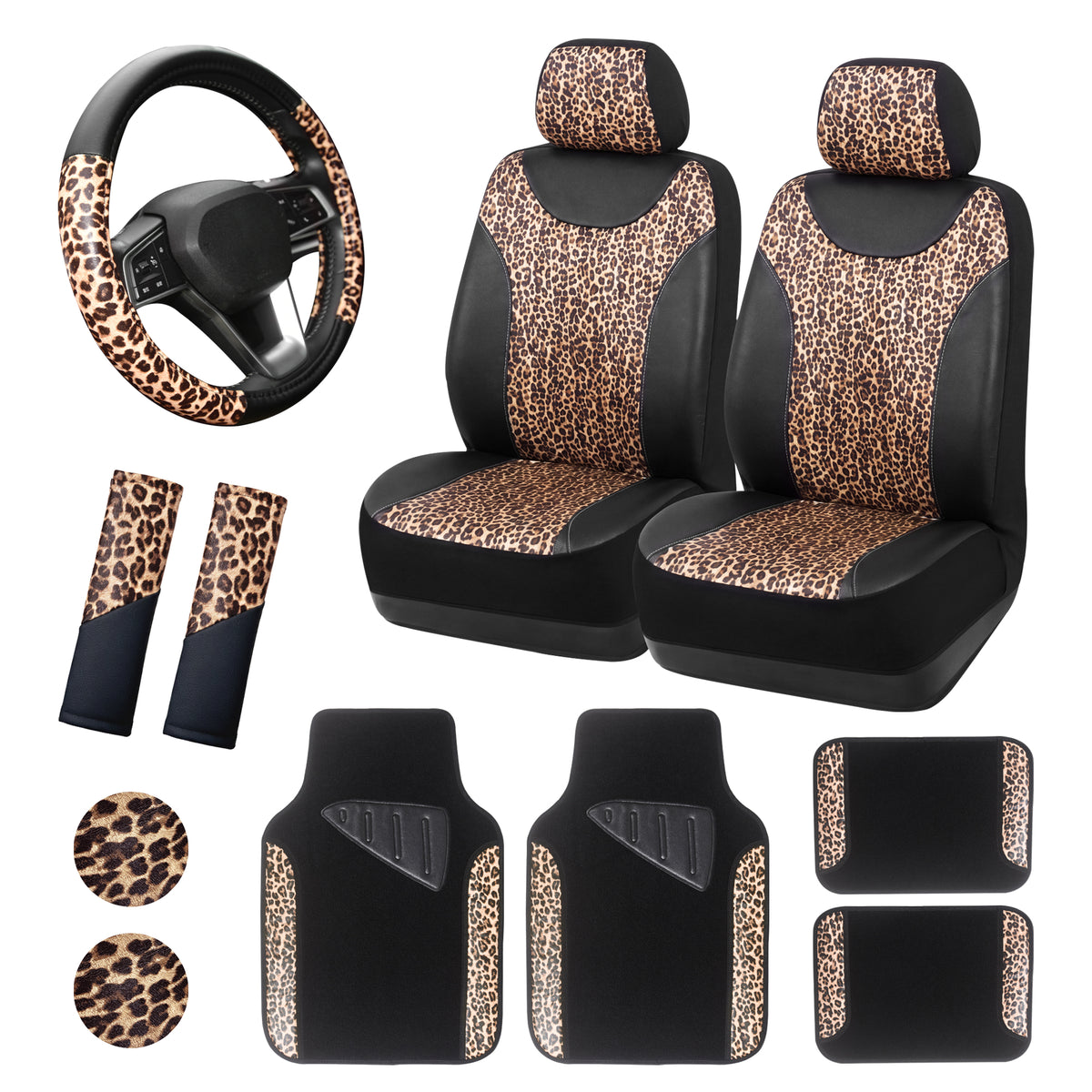 Leopard Print Car Seat Covers Set