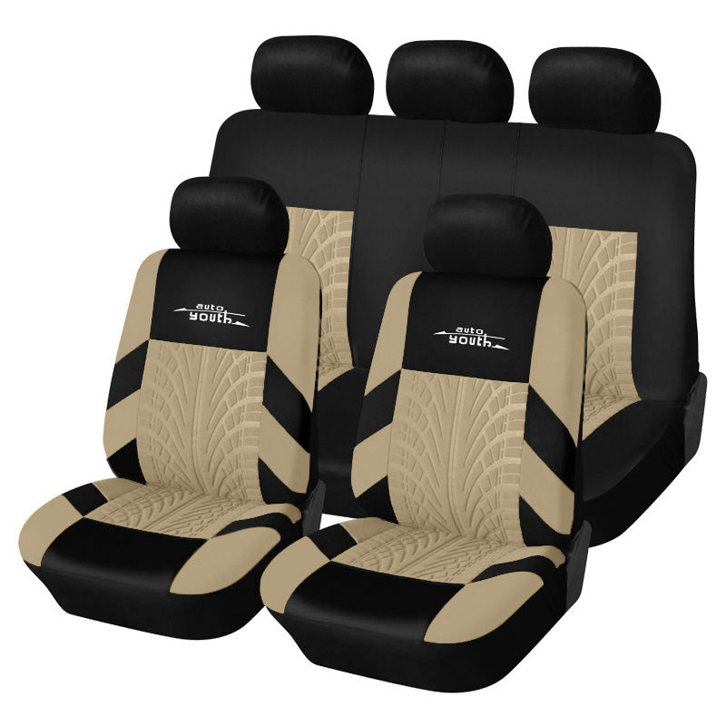 Full Set Car Seat Cover Universal Tire Track Detail Styling