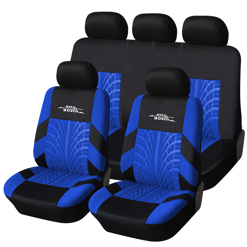 Full Set Car Seat Cover Universal Tire Track Detail Styling