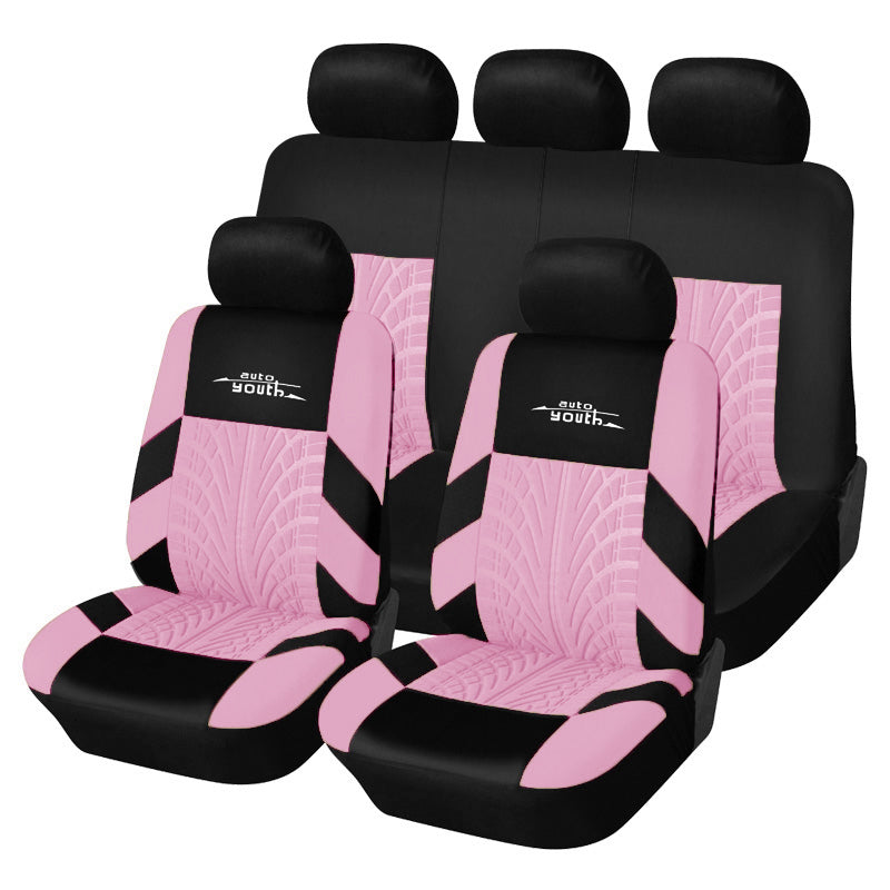 Full Set Car Seat Cover Universal Tire Track Detail Styling