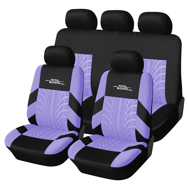 Full Set Car Seat Cover Universal Tire Track Detail Styling