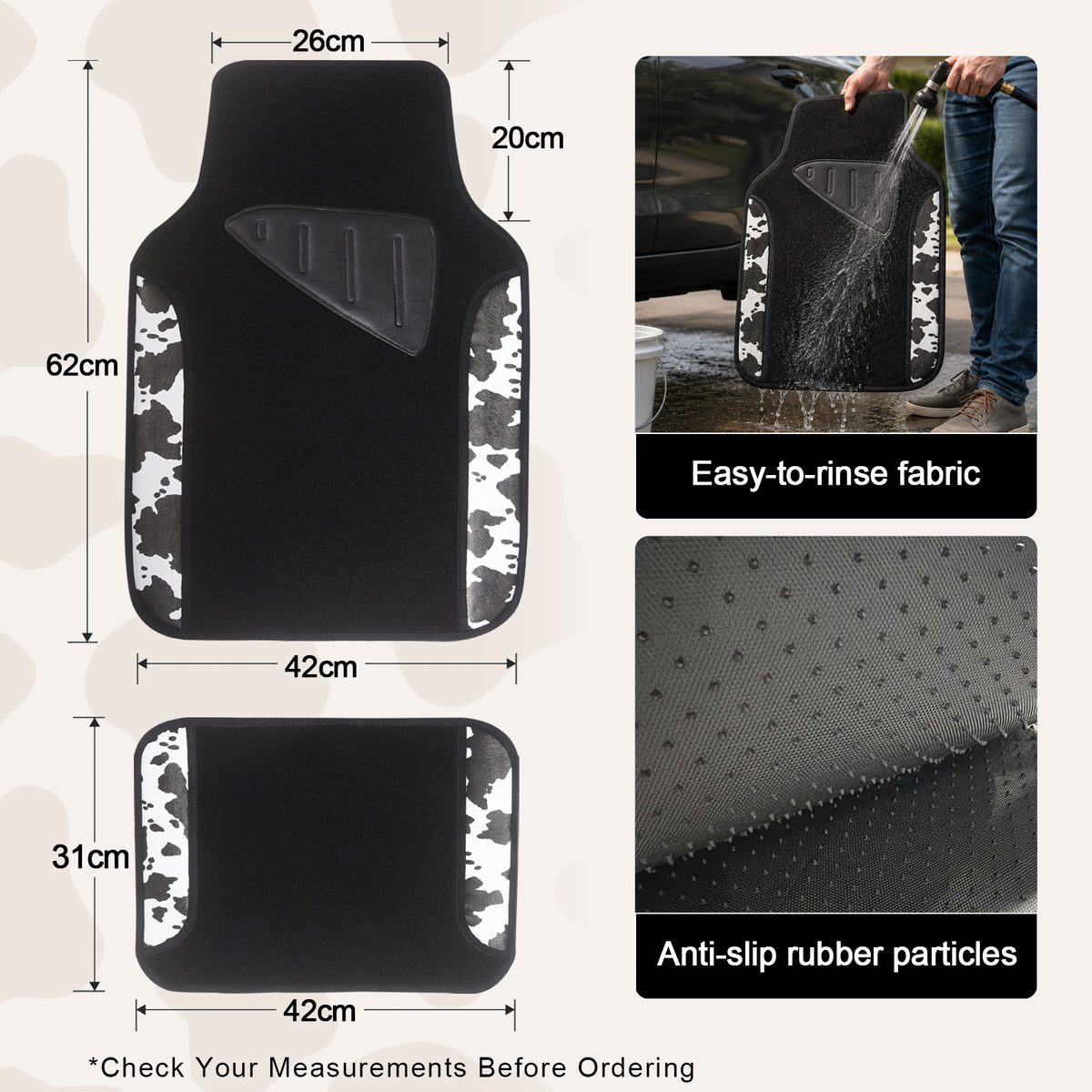 Cute Cow Pattern Car Seat Covers Set