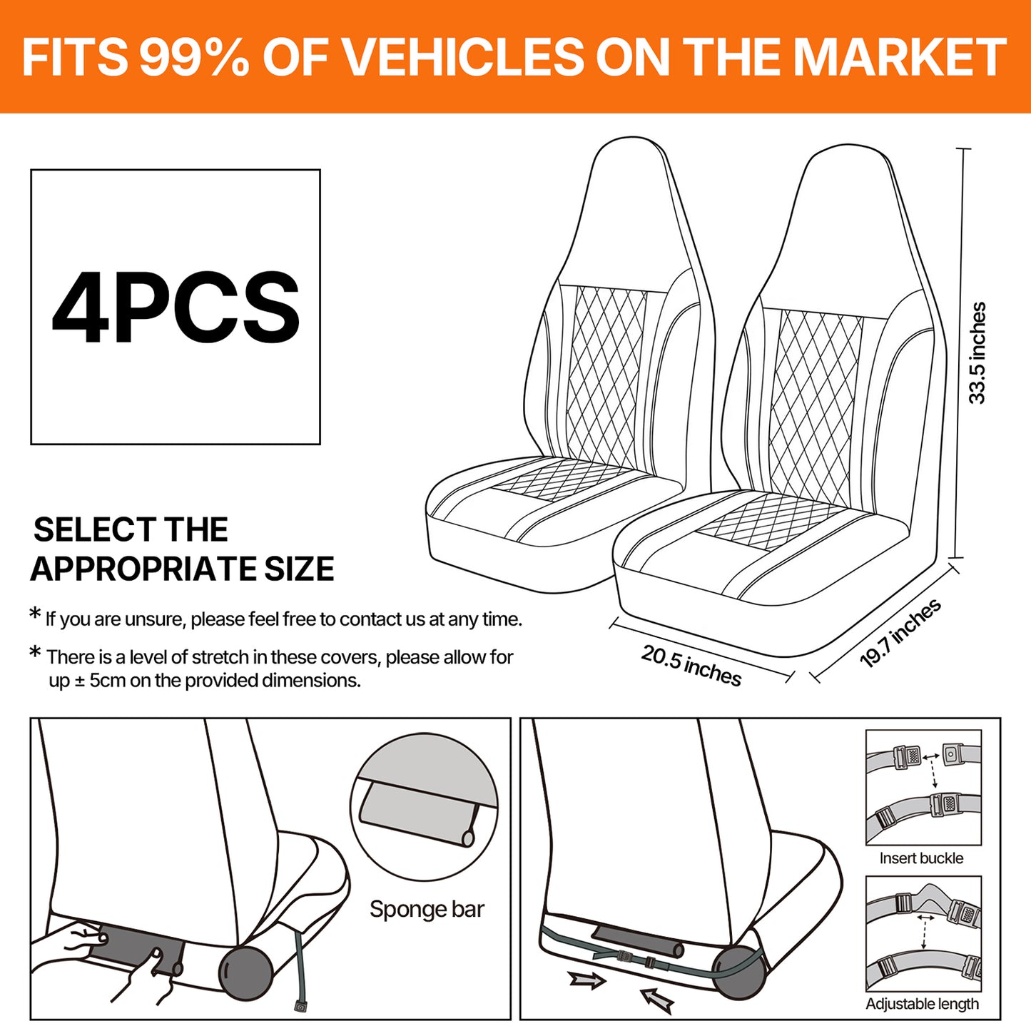 PU Leather Car Seat Covers 2PCS