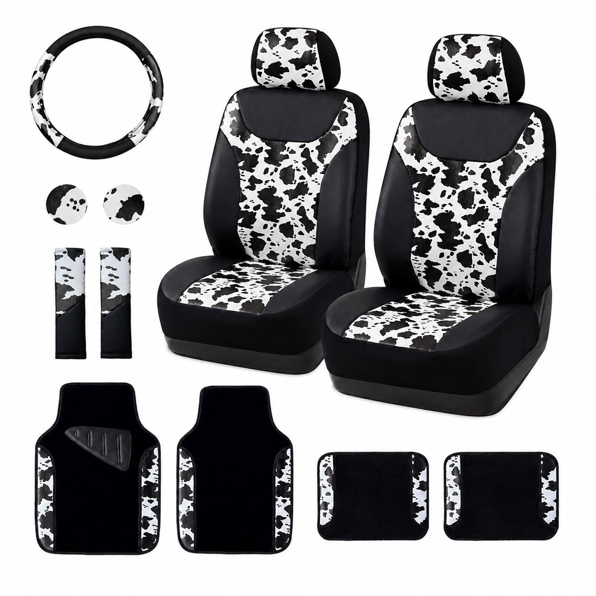 Cow Print Car Seat Covers Set