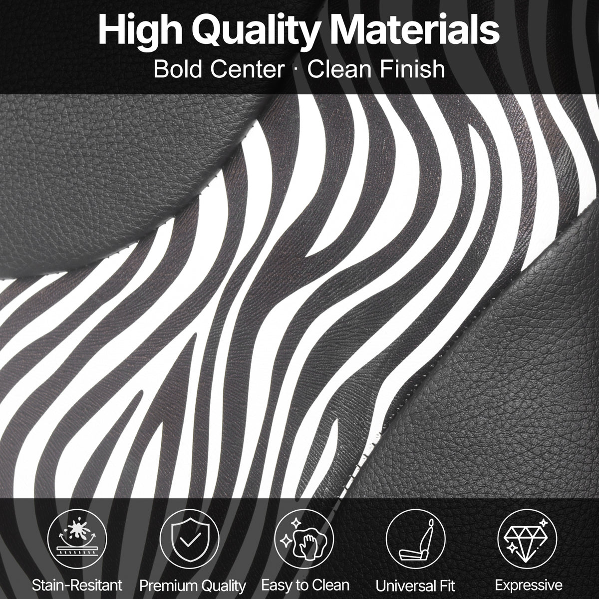 Zebra Print Car Seat Covers Set