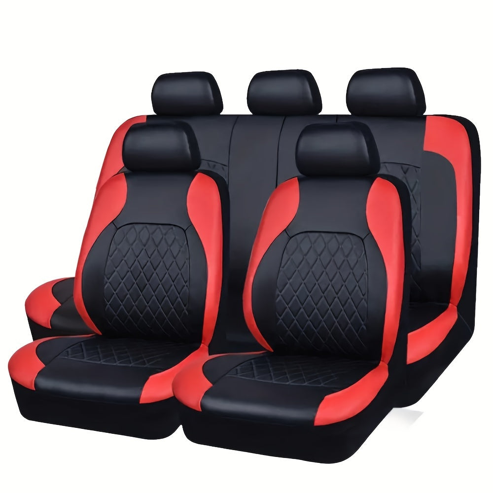 9pcs 5 Seats Universal Car Seat Cover Fits Most Cars PVC Removable And Washable Protects Seats From Wear And Tear