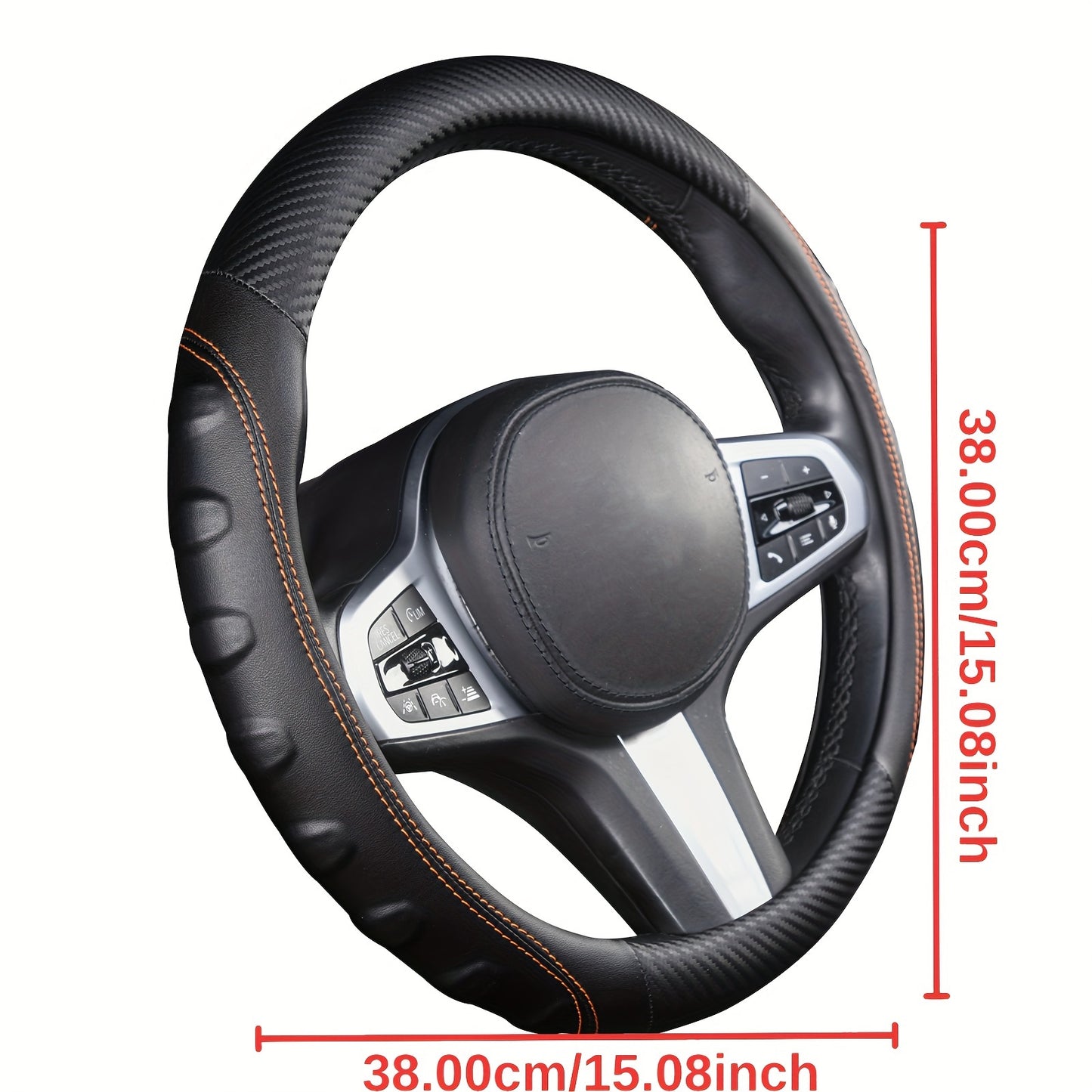 Universal Fit Heavy Duty Car Steering Wheel Cover - Premium Anti-Slip Microfiber Leather, Excellent Grip, Standard Size for Car, SUV, Truck - Easy to Install, Durable, Comfortable, and Stylish