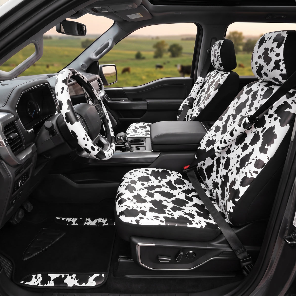 Cute Cow Pattern Car Seat Covers Set