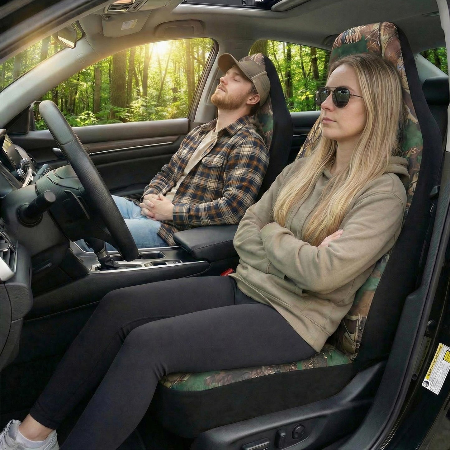 Forest Camouflage Front Car Seat Covers