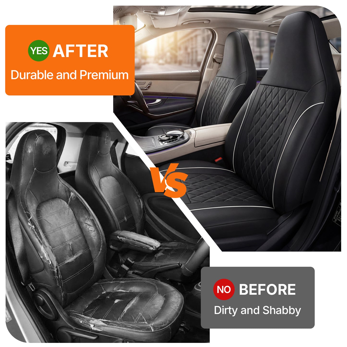PU Leather Car Seat Covers 2PCS