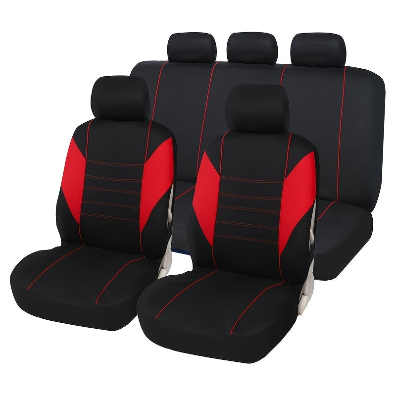 Black Blue Red Universal Size Design Polyester Full Car Seat Cover Protector Fits 90% 5 Seater Cars Suv