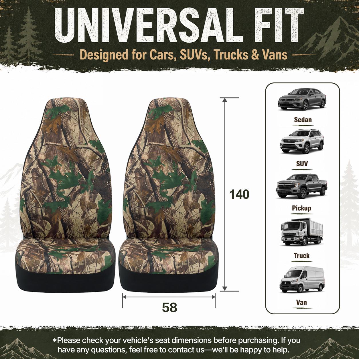 Forest Camouflage Front Car Seat Covers