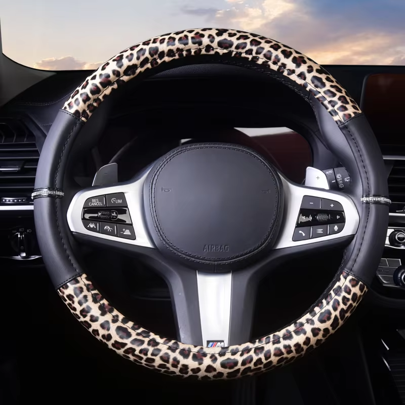 Leopard Steering Wheel Cover Universal Fit 37-38cm