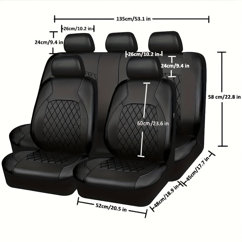 9pcs 5 Seats Universal Car Seat Cover Fits Most Cars PVC Removable And Washable Protects Seats From Wear And Tear