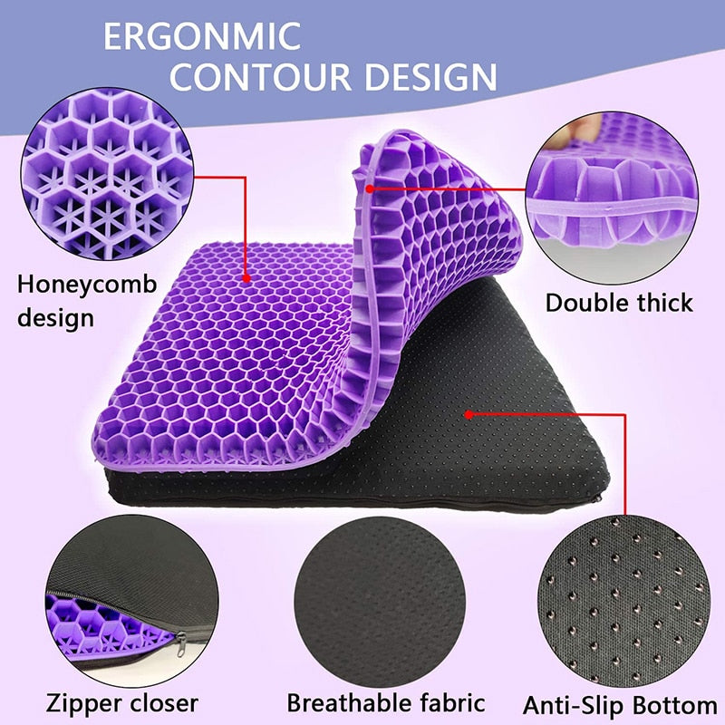 Gel Seat Cushion, Double Thick Gel Cushion,Non-Slip Cover Wheelchair Cushion Chair Pads for Car Seat Office Chair