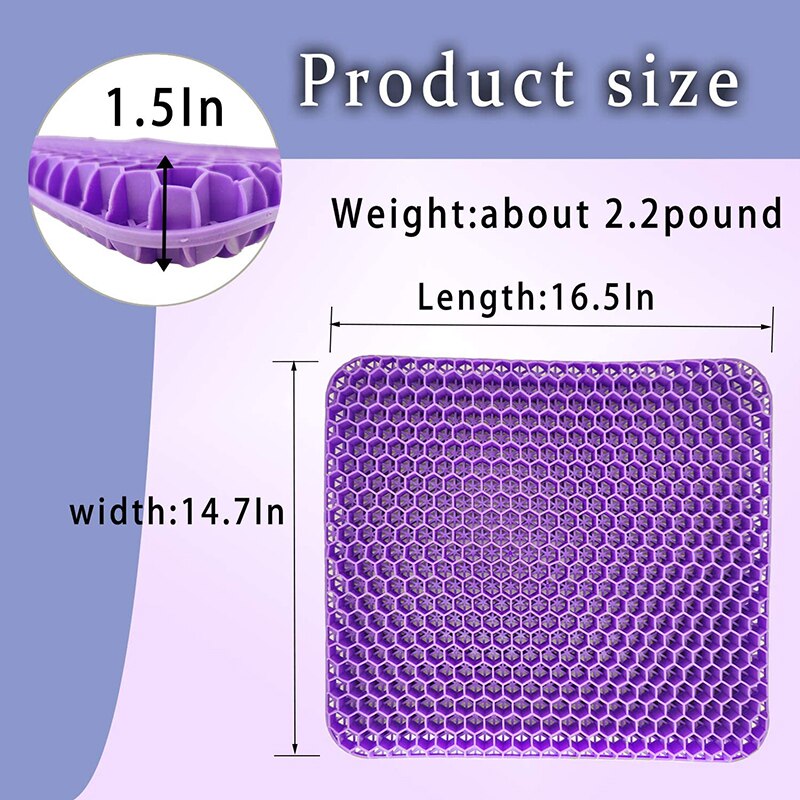 Gel Seat Cushion, Double Thick Gel Cushion,Non-Slip Cover Wheelchair Cushion Chair Pads for Car Seat Office Chair