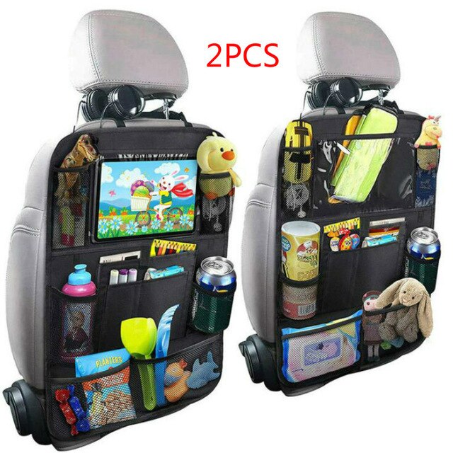 Car Back Seat Organizer Storage Bag with Foldable Table Tray Tablet Holder Tissue Box Auto Back Seat Bag Protector Accessories