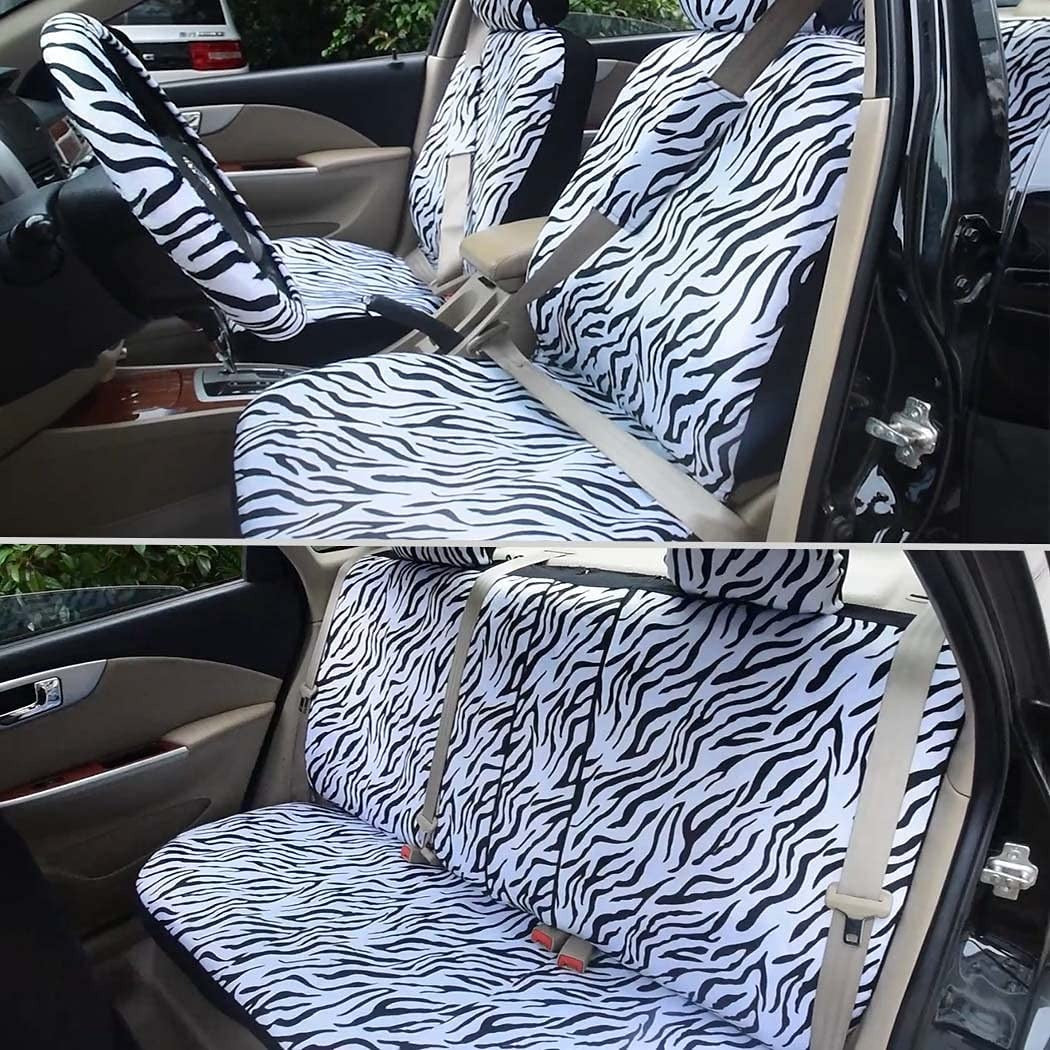 Luxury Leopard Print Car Seat Cover Universal Fit  Seat Belt Pads,and 15" Universal Steering Wheel Car Seat Protector