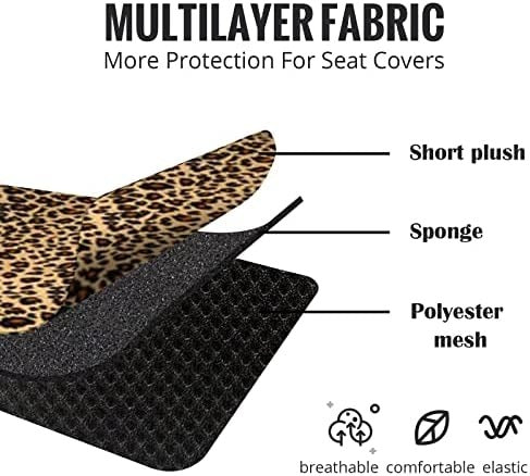 Luxury Leopard Print Car Seat Cover Universal Fit  Seat Belt Pads,and 15" Universal Steering Wheel Car Seat Protector