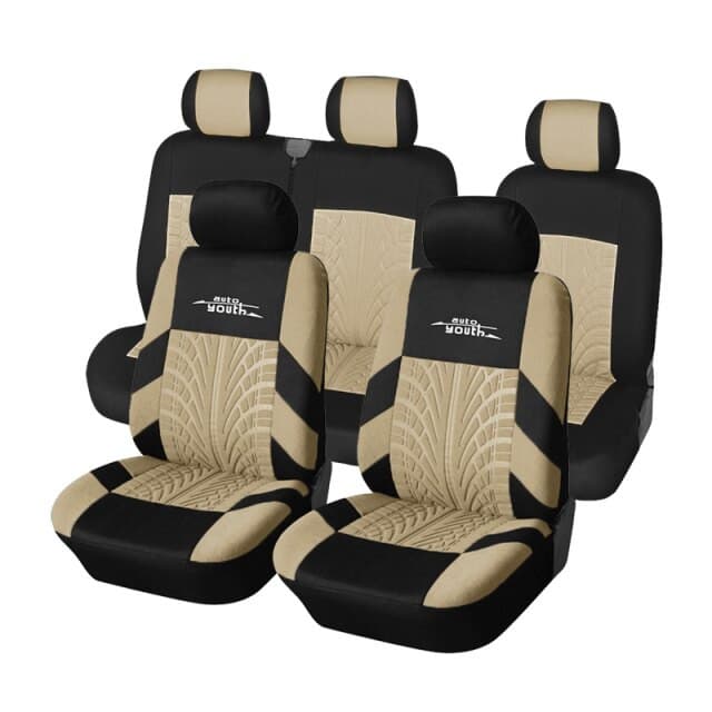 AUTOYOUTH Universal Full Set Car Seat Covers, Fit Rear Row 2+1 With Track Detail Style Auto Seat Set Protector For Most Cars